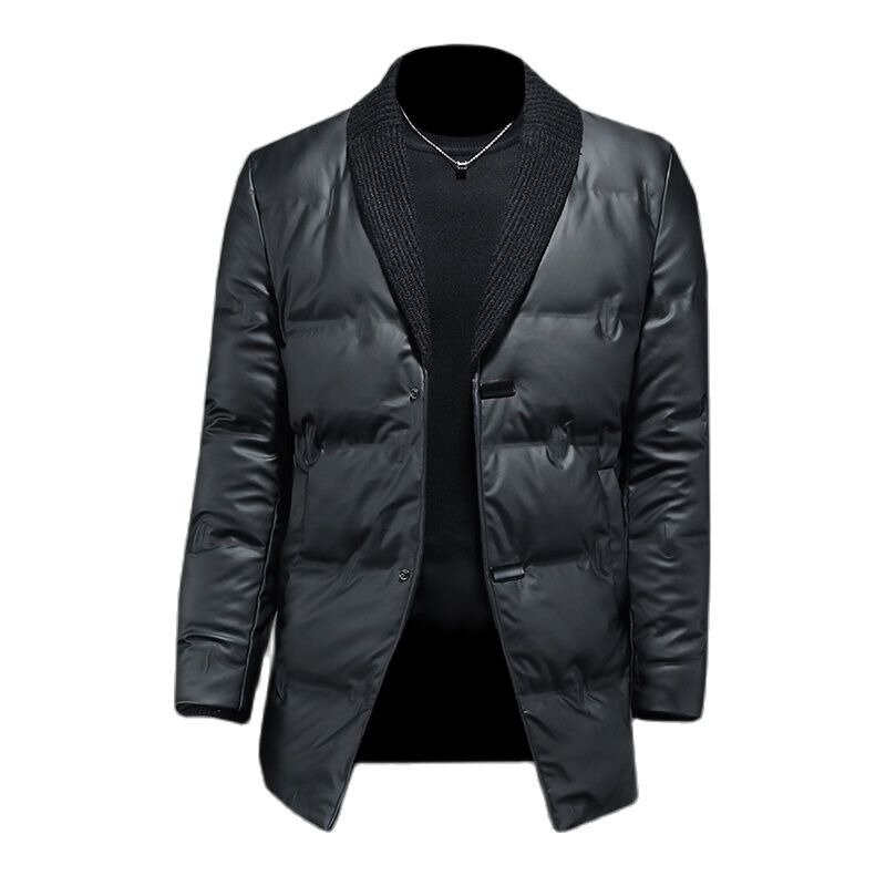 Новое поступление 2023, мужские зимние куртки из 90% белого утиного пуха, мужское теплое толстое кожаное пальто, пальто