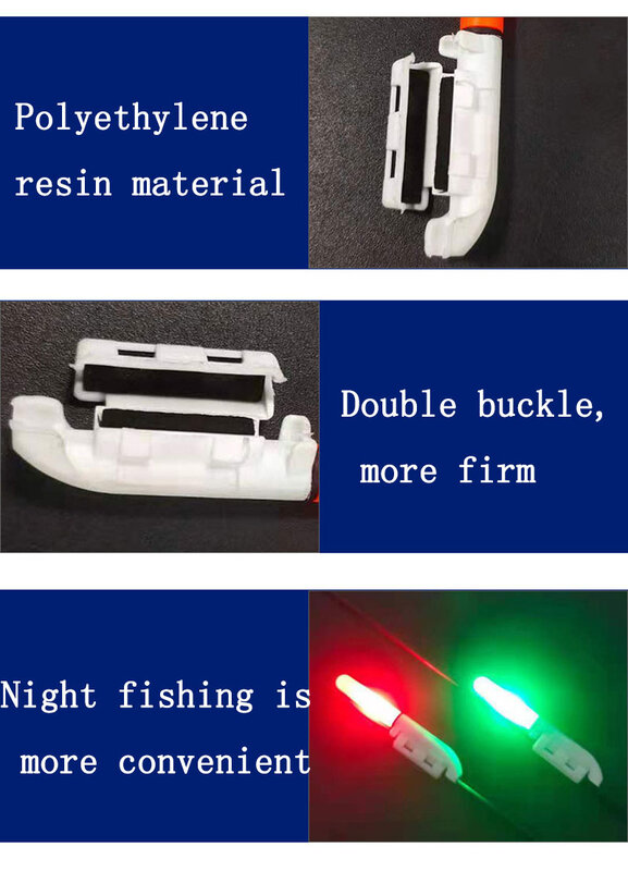 10 buah/lot tongkat lampu LED elektronik tongkat klip pada tongkat pancing ujung tahan air lampu bercahaya baterai isi ulang A546