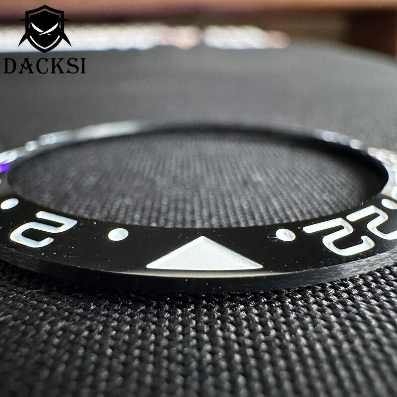DACKSI-Personalizado Cerâmica Assista Bezel Insert, Black Grey Bezel, alumínio GMT Bezel, novo design, 38mm * 30.6mm, NH35 Assista Acessórios