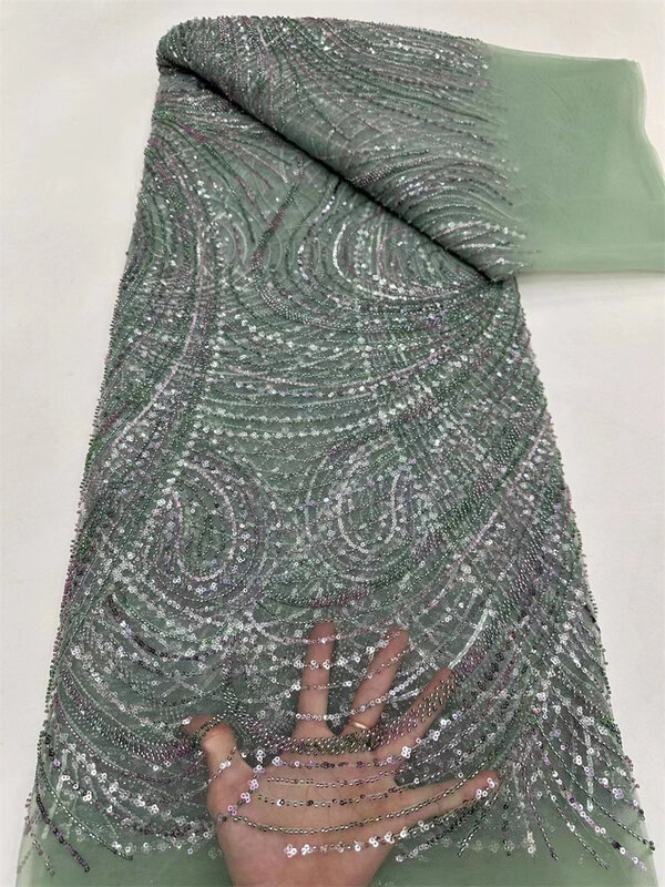 Afrikanischer Pailletten spitzens toff für Hochzeits kleid, französische Netz spitze, Perlens tickerei, französischer Tüll, nigeriani sches Material, hohe Qualität