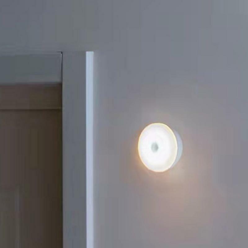 Sensor redondo de luz nocturna con Sensor de movimiento, herramienta de iluminación de luz LED con controlador automático inductivo para pasillos y sótanos
