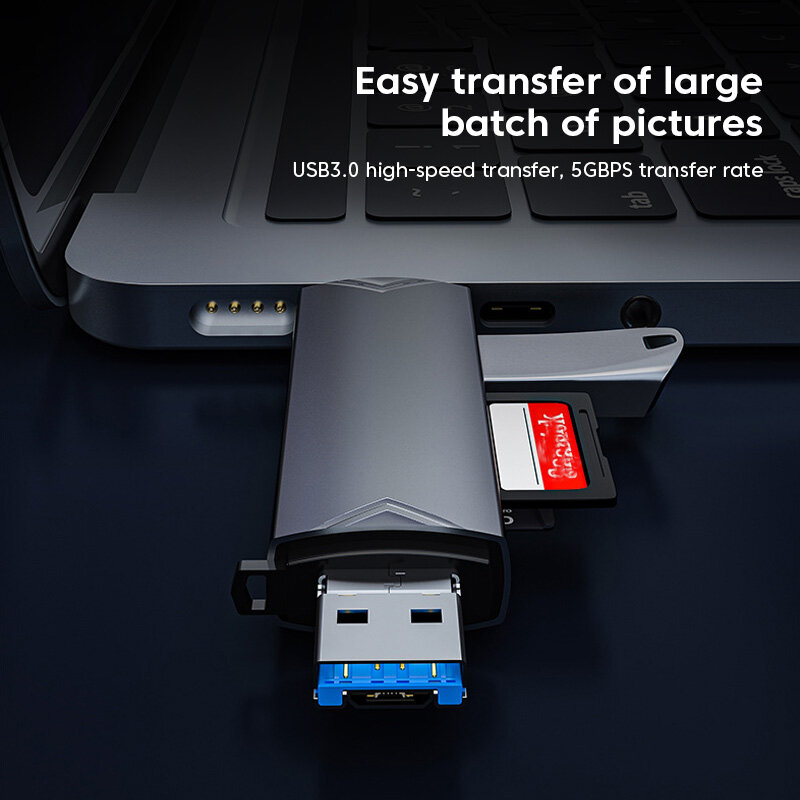 6 in 1 Card Reader USB3.0 6 في 1 قارئ بطاقة USB3.0 إلى نوع C مايكرو USB العالمي وتغ محول متعدد الوظائف محول SD TF عالية السرعة انتقال