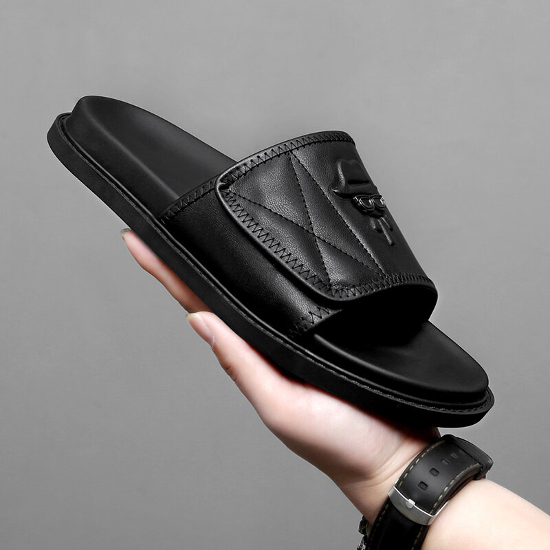 Pierwsza warstwa skóry wołowej męskie sandały ręczne skórzane sandały wygodne kapcie męskie męskie sandały sandały antypoślizgowe męskie