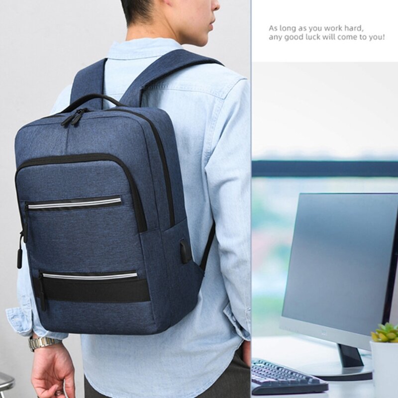 حقيبة ظهر للكمبيوتر المحمول ذات سعة كبيرة مع منفذ شحن USB وحقيبة ظهر للسفر وحقيبة مدرسية للكلية للطلاب