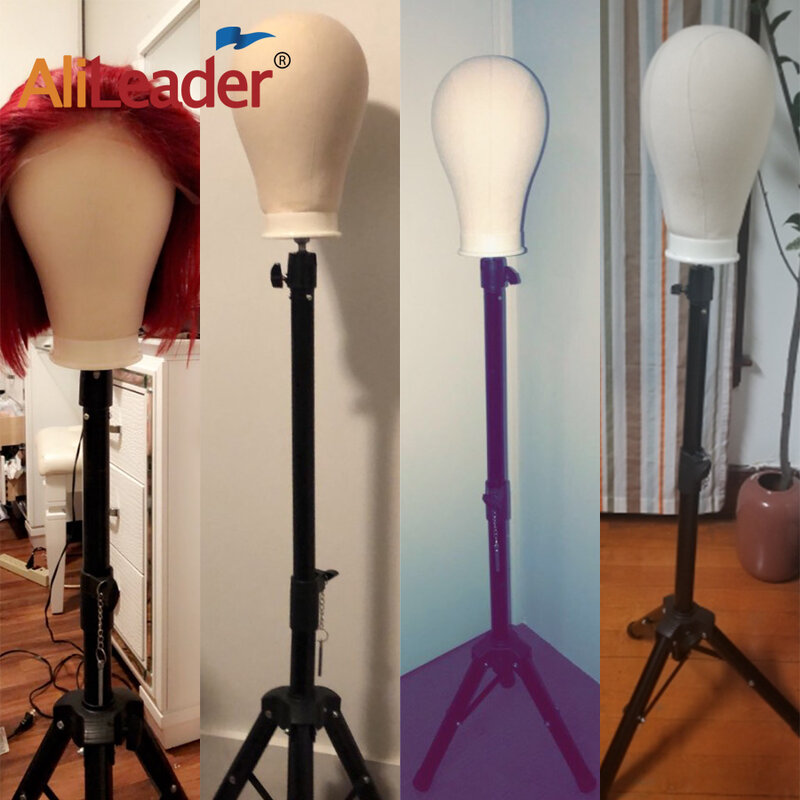 Alileader-soporte para peluca, trípode con cabeza de bloque de lona de maniquí, ajustable, kit de fabricación de pelucas, regalo, 140Cm/64Cm, nuevo