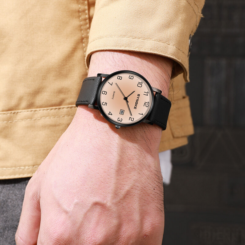 SYNOKE Luxury Men Watch Fashion cinturino in pelle impermeabile Mens orologi al quarzo abito da regalo orologio da polso Relogios Masculino orologio maschile