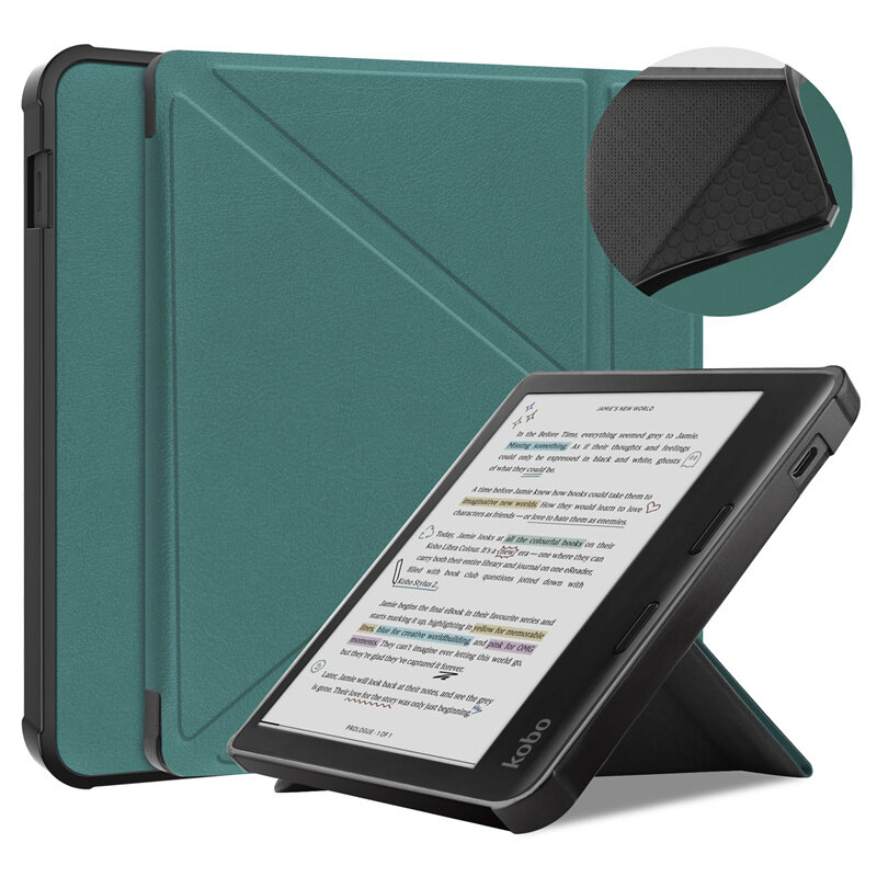 For Kobo Libra Colour Case 2024 7 Inch Multi-folding Stand Soft TPU Back Smart Shell for Kobo Libra Colour Cover Auto Sleep/Wake
