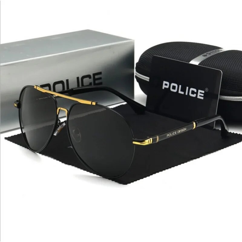 Quadro grande óculos polarizados, alta definição, resistente UV, polícia ao ar livre, óculos de motorista, novo