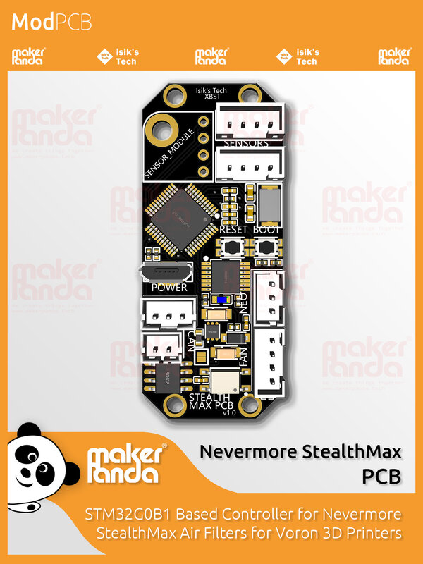 MakerPanda Nevermore Isik's によって設計された Nevermore エアフィルター用 StealthMax PCB