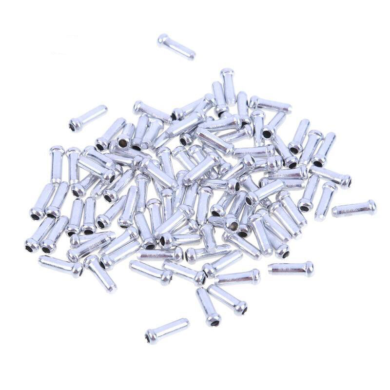 100/200pcs Bicycle Brake Wire End Cap Aluminum Alloy Silver Cable Tips Mountain Bike