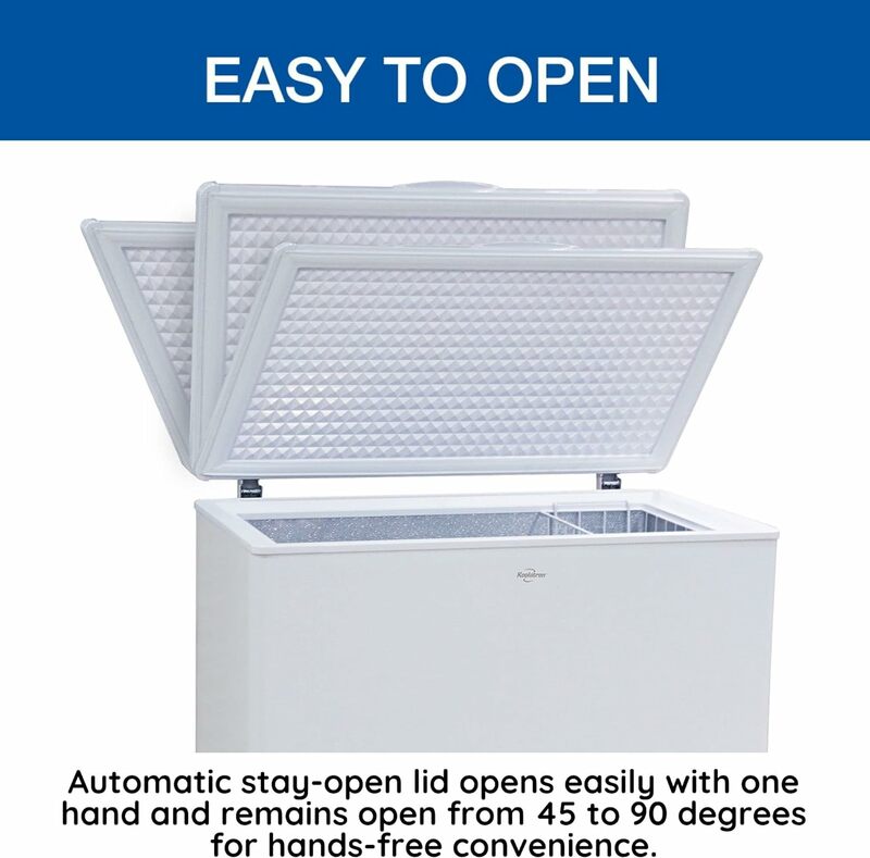 Freezer dada besar, 7.0 cu ft (195L), putih, pencairan beku dalam Manual, keranjang penyimpanan, menghemat ruang punggung datar, tutup tetap terbuka