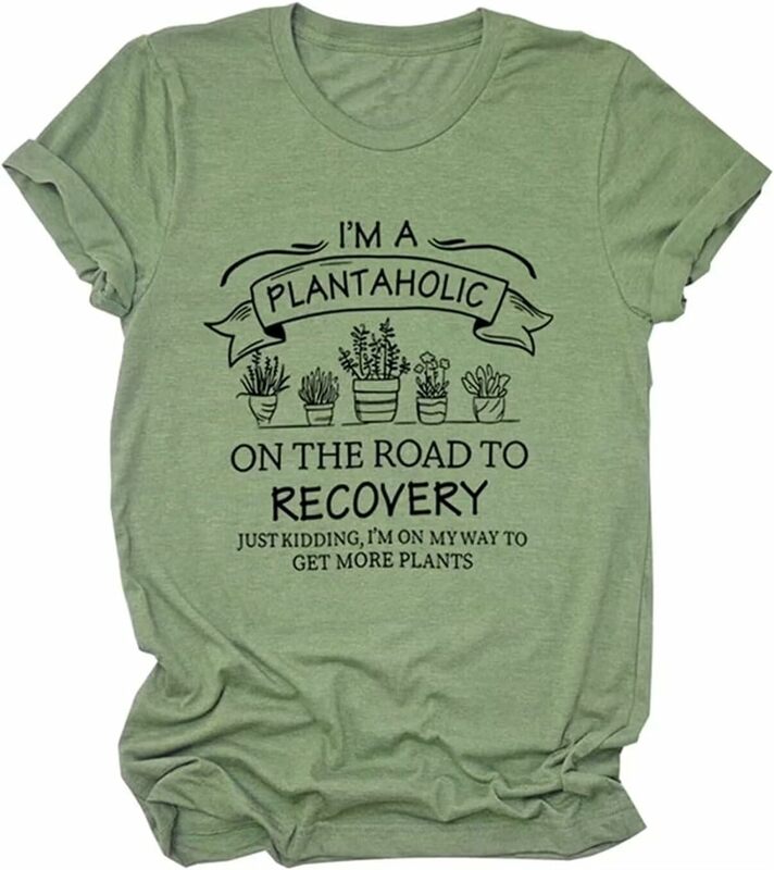 Mulheres Amante de Plantas T-Shirt, Eu sou um Plantafe na Estrada para a Recuperação Camisa, Camisetas Gráficas De Jardinagem, Presentes Doces