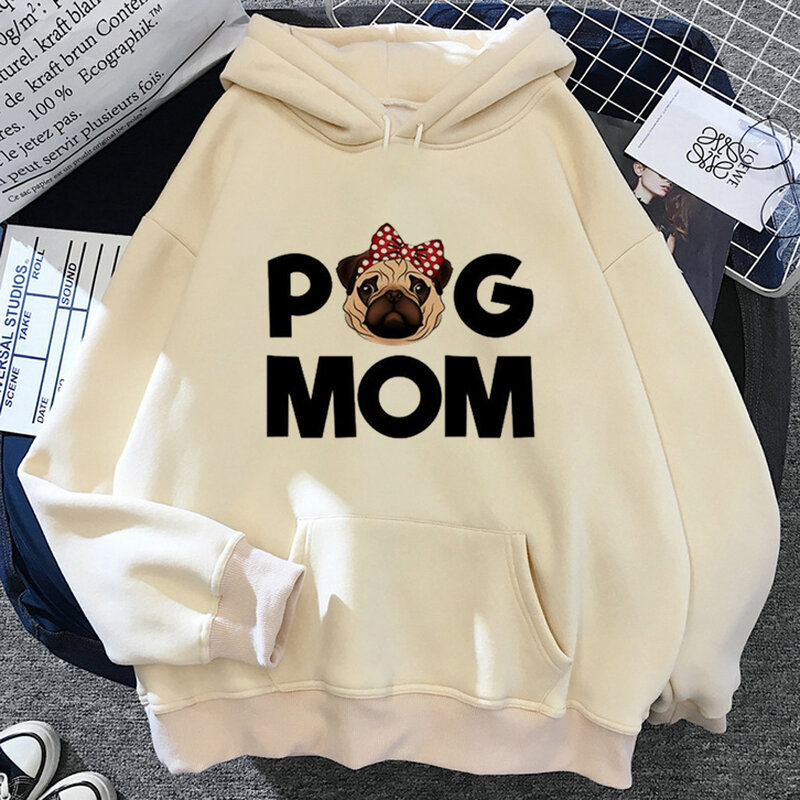 Pug hoodies women Fleece streetwear graphic Hood Hooded Shirt female streetwear tracksuit