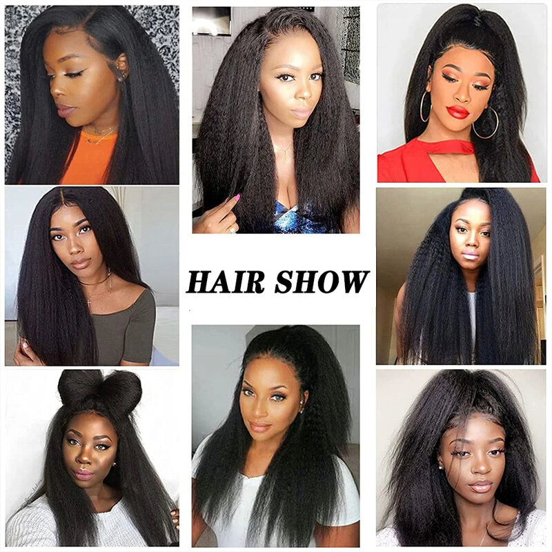 5x5 Lace Closure Kinky Straight Human Hair Wig For Women 180% Density Brazilian Yaki Straight Lace Closure Wig With Baby Hair