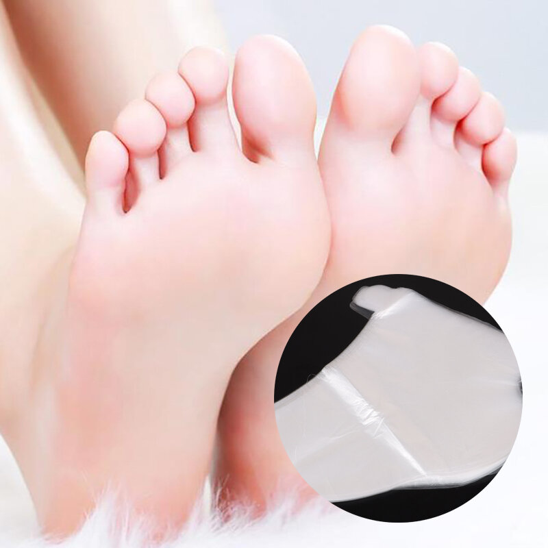 100Pcs One-off Foot Cover Transparent Film Foot Cover for Pedicure Prevent Infection Remove Chapped Disposable Foot Covers