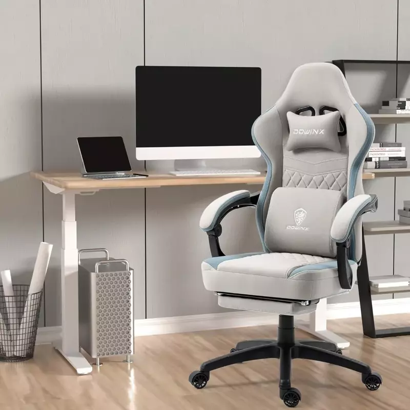Fotel gamingowy oddychająca tkanina krzesło do pracy na komputerze z kieszonkową poduszką sprężynową, wygodne krzesło biurowe z podkładka żelowa i torbą do przechowywania