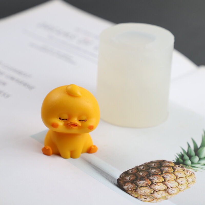 3D 작은 노란색 오리 실리콘 금형, 귀여운 만화 동물 양초 금형, DIY 아로마 석고 비누 금형, 홈 데코 수제 선물