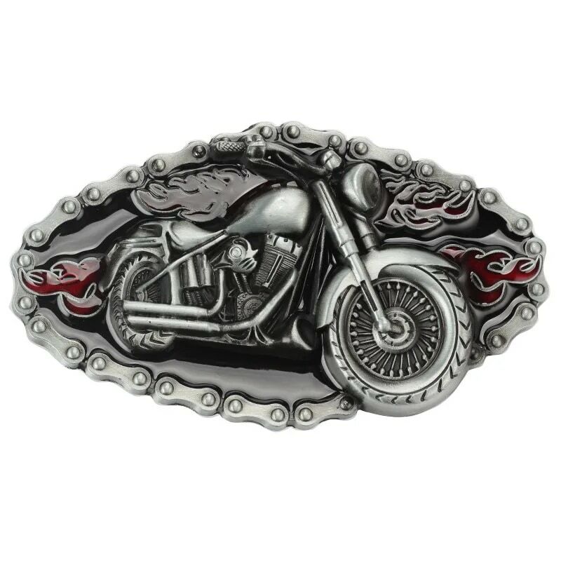 Hebilla de cinturón de locomotora de motocicleta, accesorios de cinturón hechos a mano, pretina artesanal, vaquero occidental, Metal pesado, Rock, Punk, K46