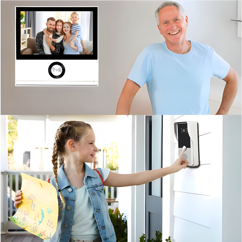 Wired Video Intercom System para Casa, Câmera de Porta, Kit Doorphone, 8 "Tela IPS, 1080P, Tuya