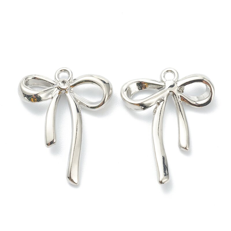 50pcs Alloy Pendants Bowknot with Rhinestone Dangle Earring Charms for DIY Bracelet Necklace Keychain Craft Supplies