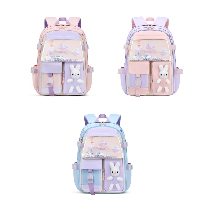 Zaino per bambini Cute Girls Bookbag borsa da scuola leggera per studenti delle elementari zaino da viaggio per donna con paillettes Decor