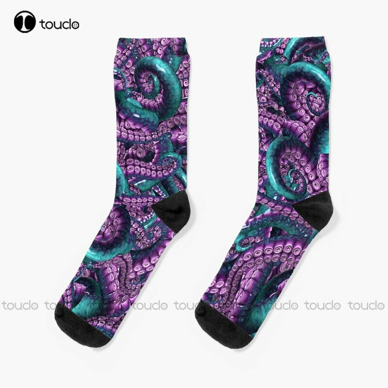 Hr More Tentacles ~ Teal & Violet Socks calzini lunghi personalizzati personalizzati Unisex Adult Teen Youth Socks regalo personalizzato Streetwear