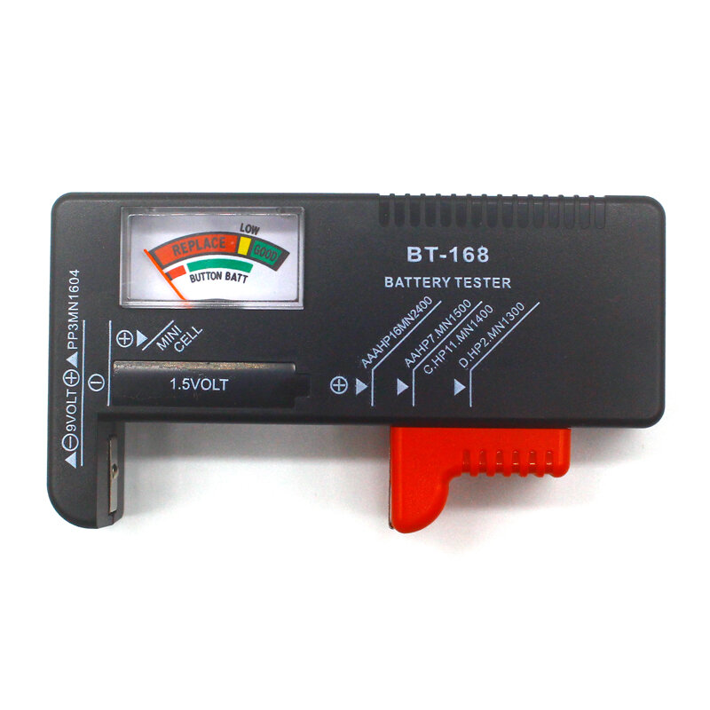 Medidor de carga universal para pilas, con código de color, indicador de voltaje, comprobador de potencia, para pilas AA/AAA/C/D/9V/1.5V, BT-168