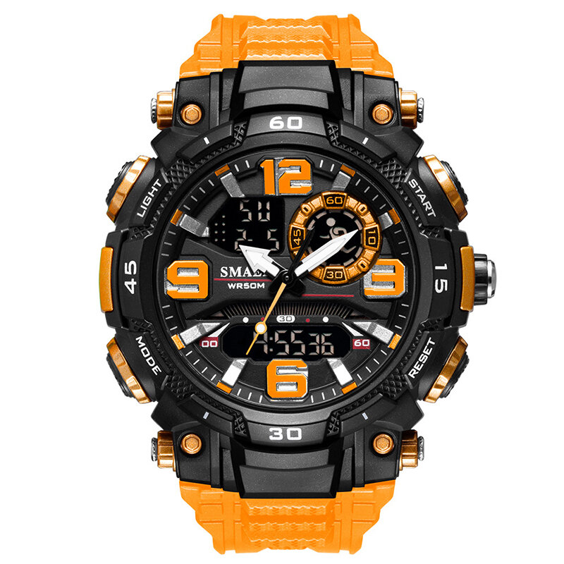 Novo relógio de quartzo para homens marca luxo analógico digital display duplo led relógio de pulso 50m à prova dmilitary água militar esporte relógios