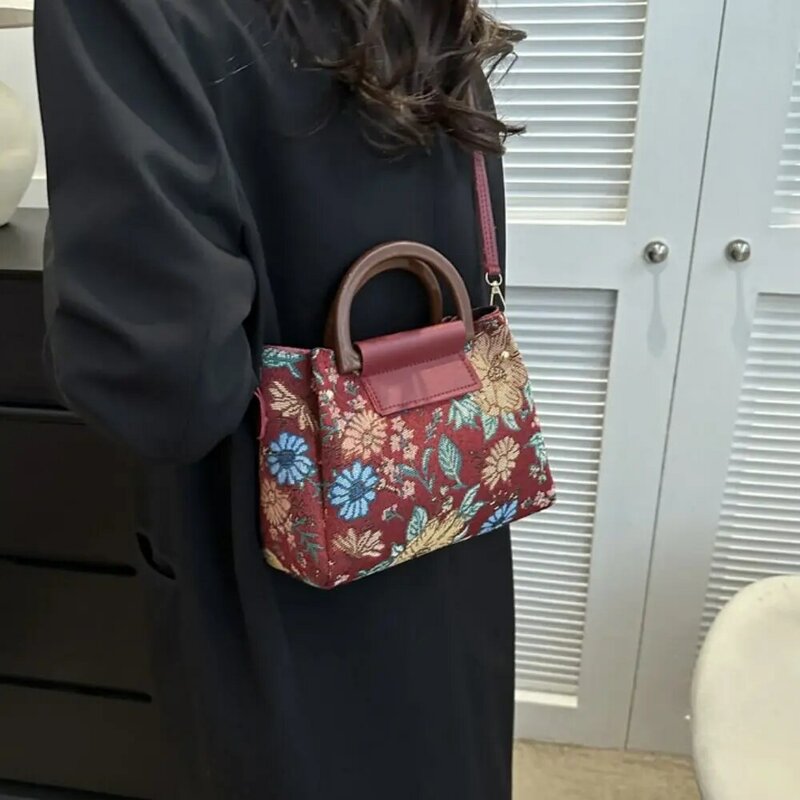 Холщовая Сумка с вышивкой, вместительная холщовая Цветочная сумочка-тоут для хранения, уличный тоут через плечо с цветами