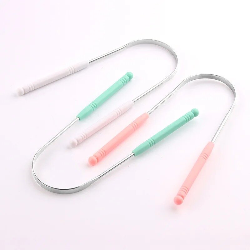 혀 스크레퍼 Hot 1PC Stainless Steel Tongue Scraper Cleaner Fresh Breath Cleaning Coated Tongue Toothbrush Oral Hygiene Care Tools