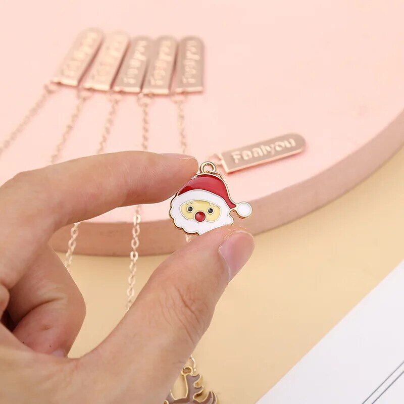 1pcs Cute Christmas Bookmarks for Book Paper Clips Snowman Page Holder for School Teacher Stationery Office Supply Kid Xmas Gift