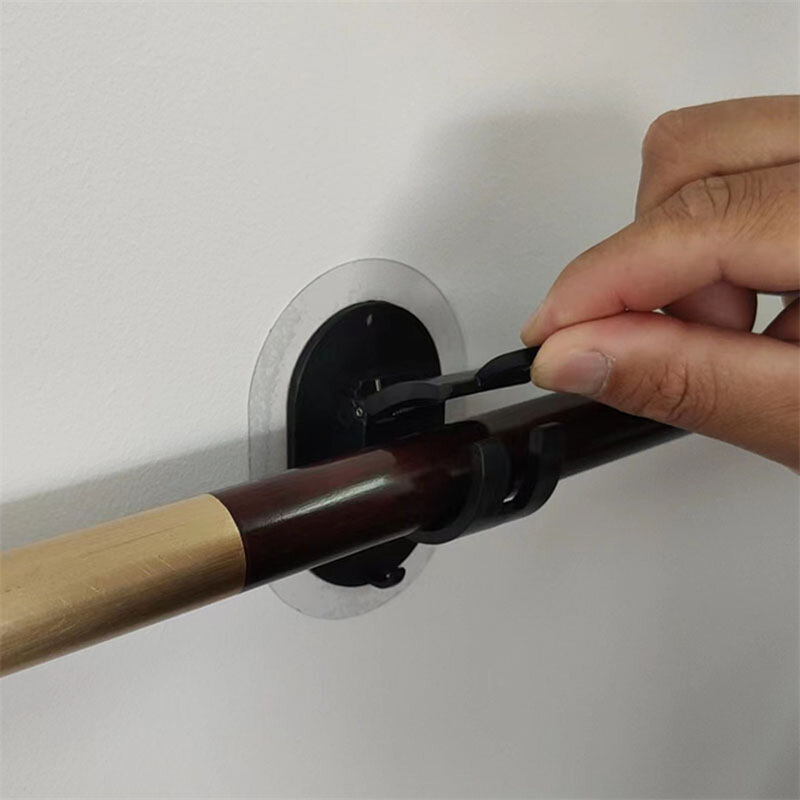 2pcs Curtain Rod Hooks Non-punching Self-Adhesive Rod Bracket Clamp Adjustable Hanging Rack Hooks Bathroom Hooks Accessories