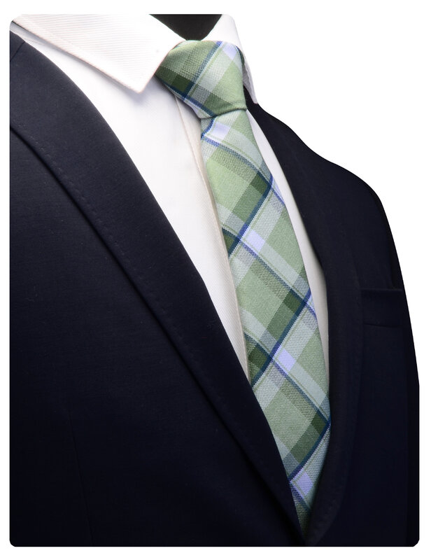 7cm algodão xadrez fino grosso tecido gravata de pescoço estreito masculino para escritório negócios ocasiões formais clássico gravata magro