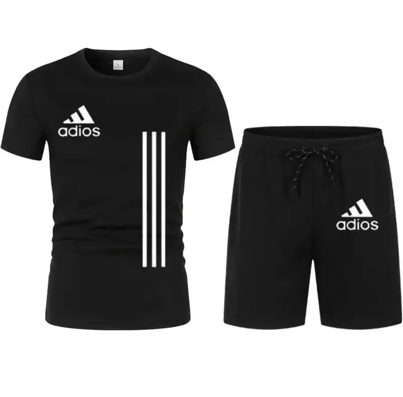 Conjunto de ropa deportiva de lujo para hombre, camiseta informal de fitness y pantalones cortos, conjunto de 2 piezas de manga corta de verano