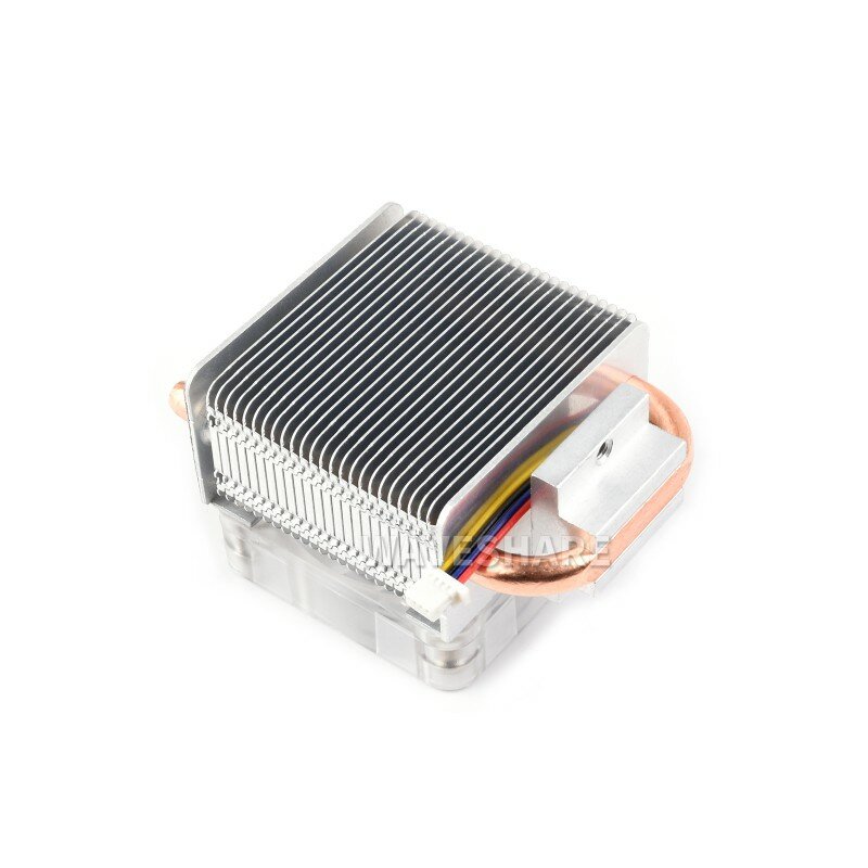 Waveshare kipas pendingin CPU, untuk Pi 5, pendingin Raspberry Pi 5, tabung tembaga berbentuk U, sirip pendingin, dengan LED RGB warna-warni