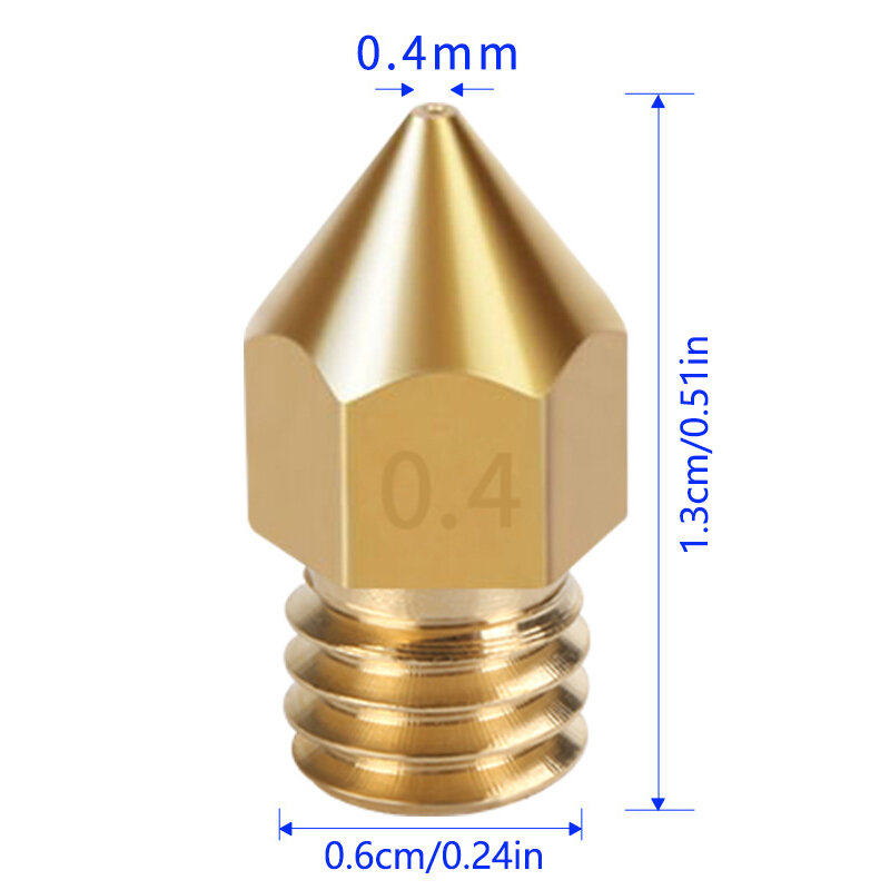 3D Printer Parts Extruder Pointed Yellow Copper Nozzle Print Head For Makerbot MK8 1.75mm (0.2/0.3/0.35/0.4/0.5/0.6/0.8/1.0 Mm)