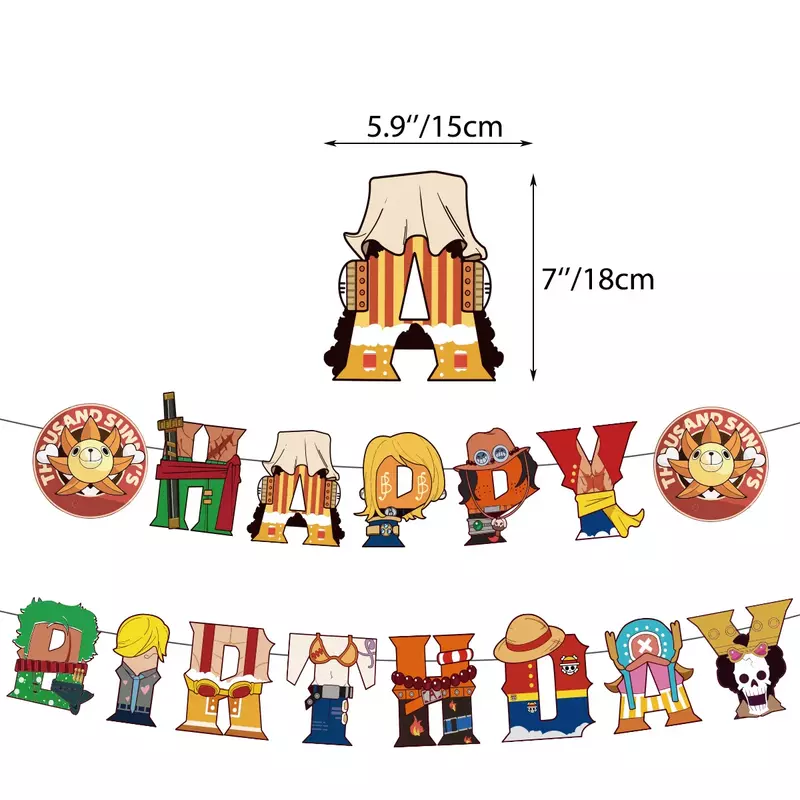 Décoration de ixà Thème One Piece, Ballons en Latex, Décoration de Gâteau, Bannière pour Garçon, Joyeux Anniversaire, Jouet pour Enfant