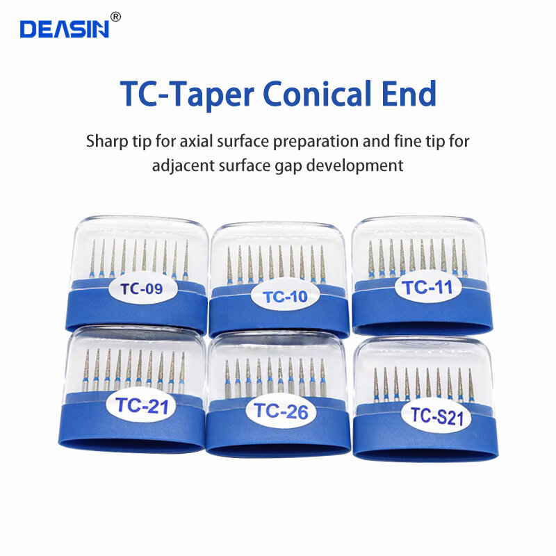 10 pcs/box dental diamante burs broca diâmetro-burs para ferramentas de polimento handpiece de alta velocidade TC-11F TC-11