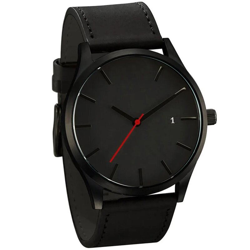 Relógio de pulso de couro quartzo minimalista baixo masculino, conotação popular