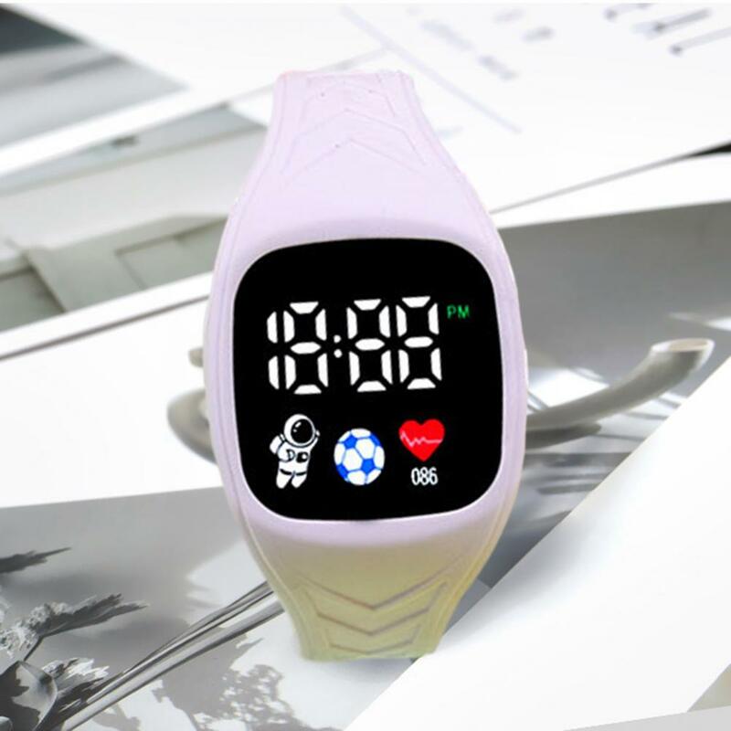 Eletrônico Soft Silicone Wristband Watch, Alça ajustável, LED, Spaceman Dial, Quadrado, Crianças, Estudantes
