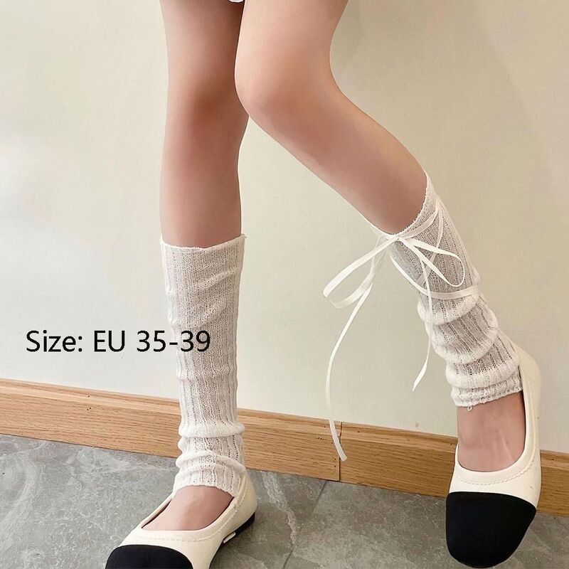 Ribbon Bow Leg Warmers Sweet Single Needle Mid-rise Jk Feet Covers Balletcore Style Cotton Harajuku Style Outfit Woman