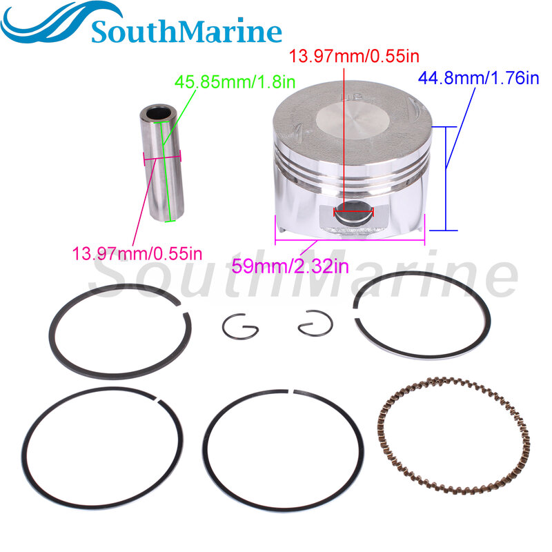 Boat Engine 66M-11631-00-96 STD Piston Set & 66N-11603-00 Ring for Yamaha 9.9HP 15HP / 834963T 850846 825839 850847 for Mercury