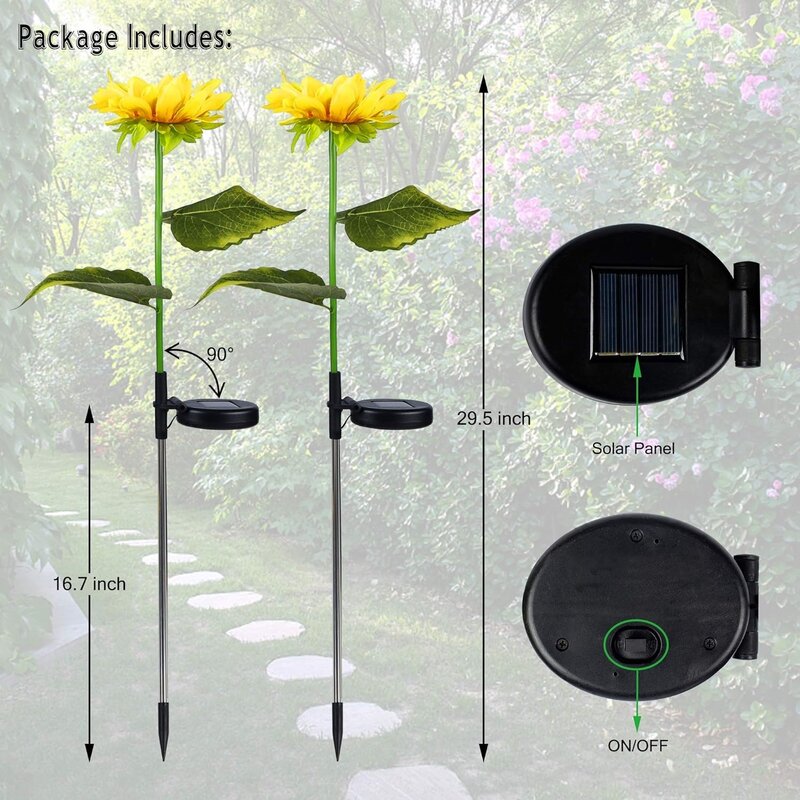 4Pack/6Pack Solar Garden Lights - Solar Powered Sunflower Lights, Solar Lights for Yard Patio Walkway Backyard Lawn Landscape De