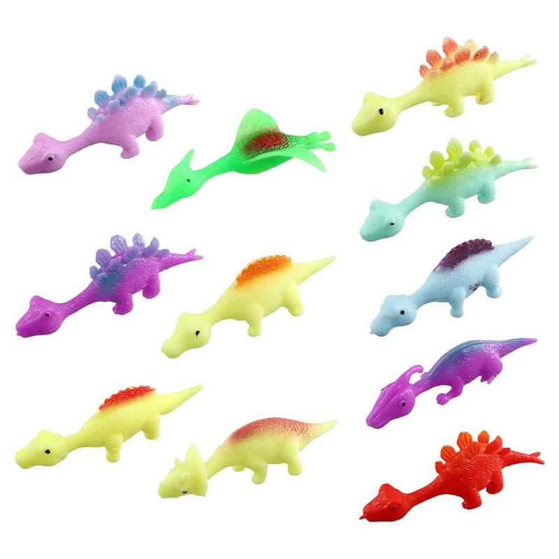 Dinosaur Finger Sticky Slingshot, Cor Aleatória, Criativo, Parede, Ventilação Brinquedos, Alívio do Estresse, 25Pcs