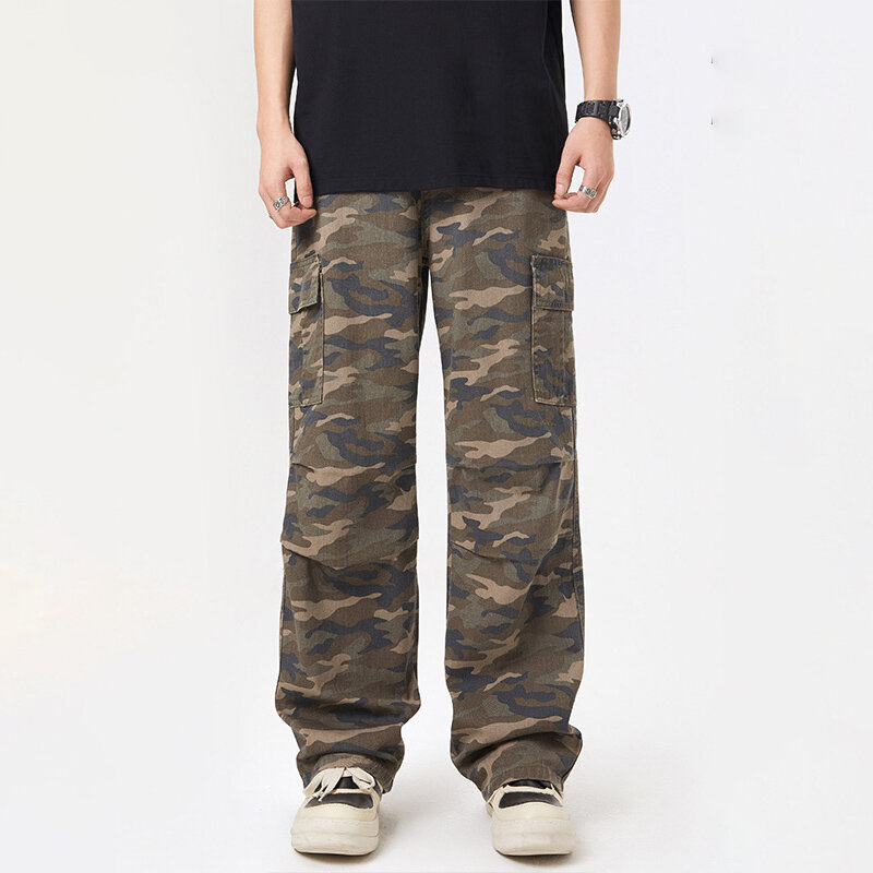 TFETTERS marka spodnie Cargo spadochronowe męskie amerykańskie 2024 letnie nowe składane spodnie kamuflażowe na co dzień dla mężczyzny moda Streetwear