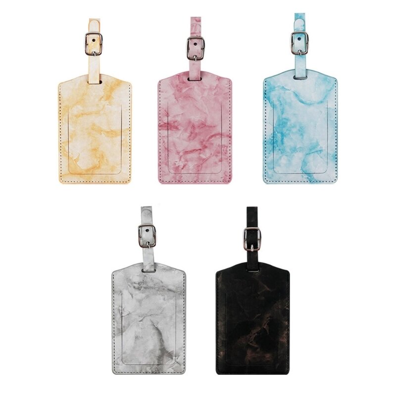 PU Leather Luggage Tag Suitcase Identifier Baggage Label Boarding Bag Tags Name ID Address Holder Travel Accessory