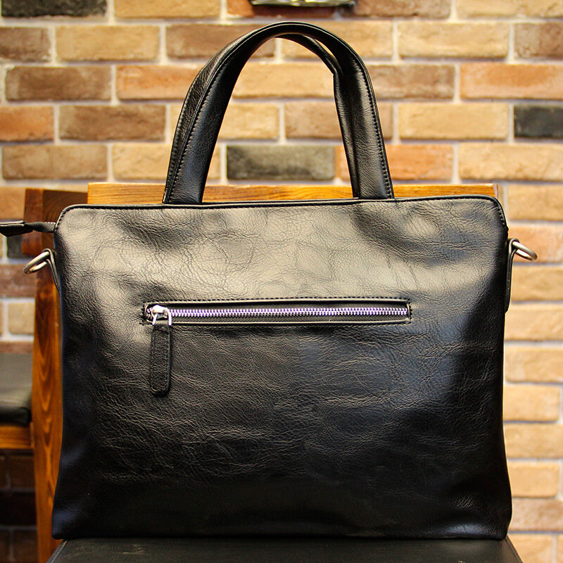 Biznesowa czarna męska teczka PU skórzana torebka na dokumenty luksusowa torba na ramię pozioma męska torba na laptopa