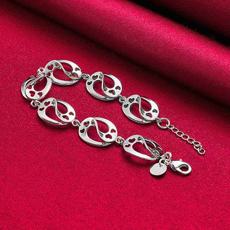 ALITREE gelang hati cinta perak Sterling 925 untuk wanita rantai wanita Aksesori pernikahan pesta ulang tahun perhiasan liontin mode