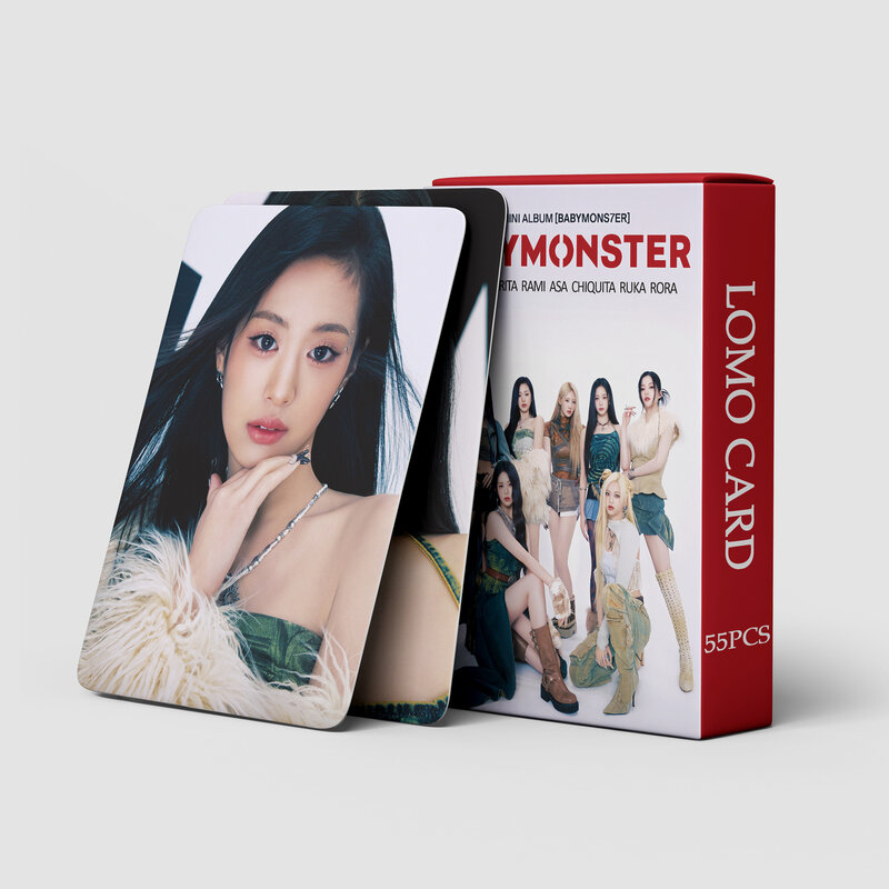 55 buah kartu foto Kpop BABYMONSTER anak perempuan kartu foto HD kartu fotocard untuk hadiah koleksi penggemar