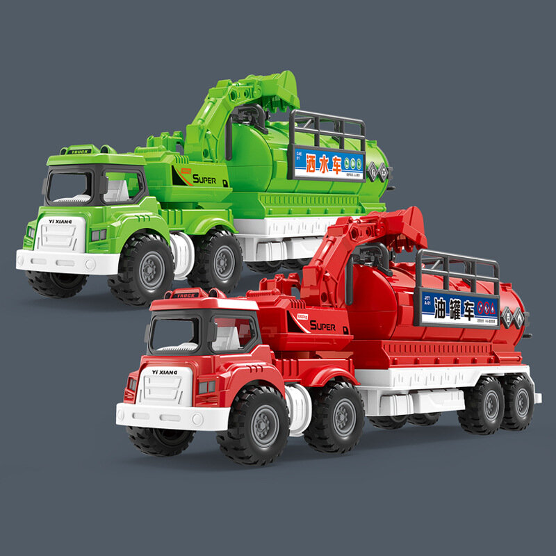 Liga tanque inercial carro modelo para crianças, simulação brinquedo, aspersão reboque, presente de aniversário, B214